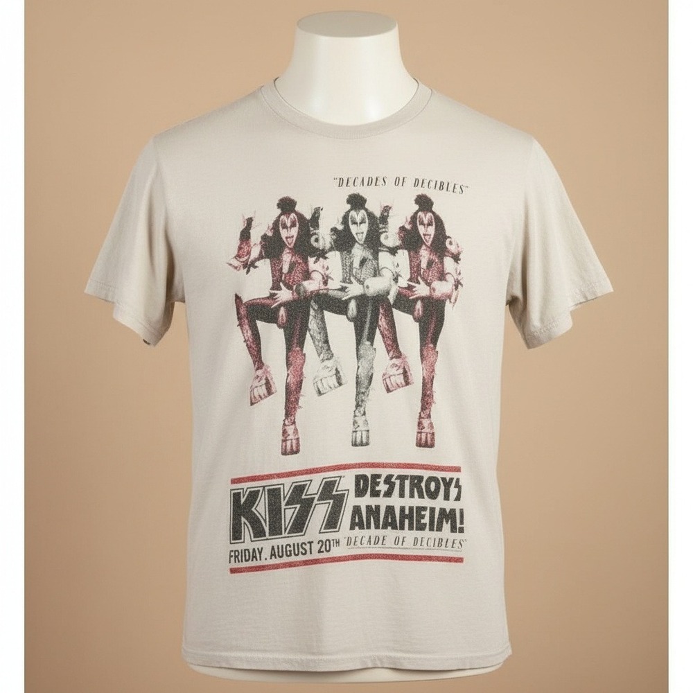 KISS Destroys Anaheim T-Shirt Mens L Decades of Decibels Rock Band Tour Tee